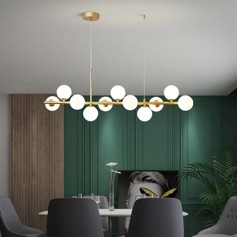 Suspension barre 11 boules de verre 100 cm — Naralune