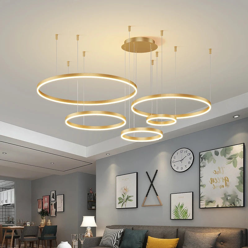 Suspension anneaux LED 5 cercles — Naralune