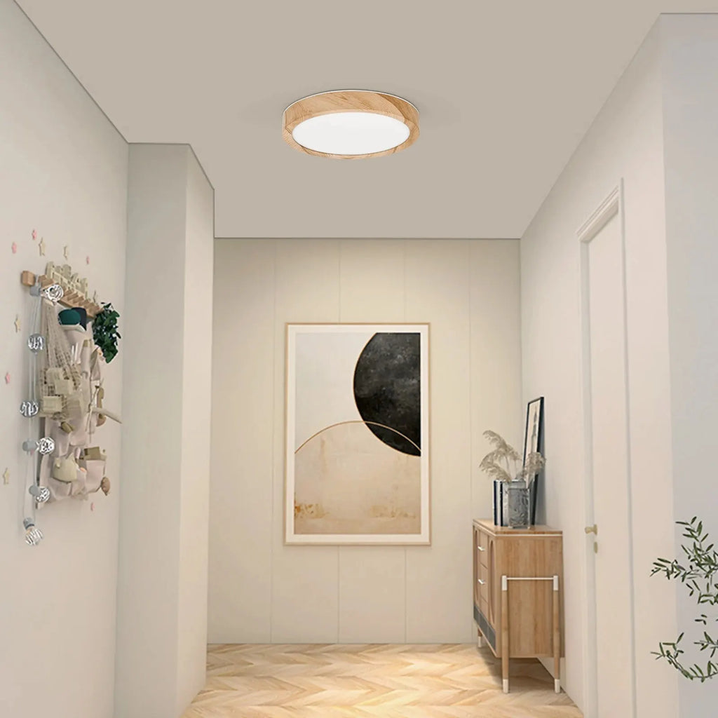 Plafonnier LED décor bois Ø 40 cm — Naralune