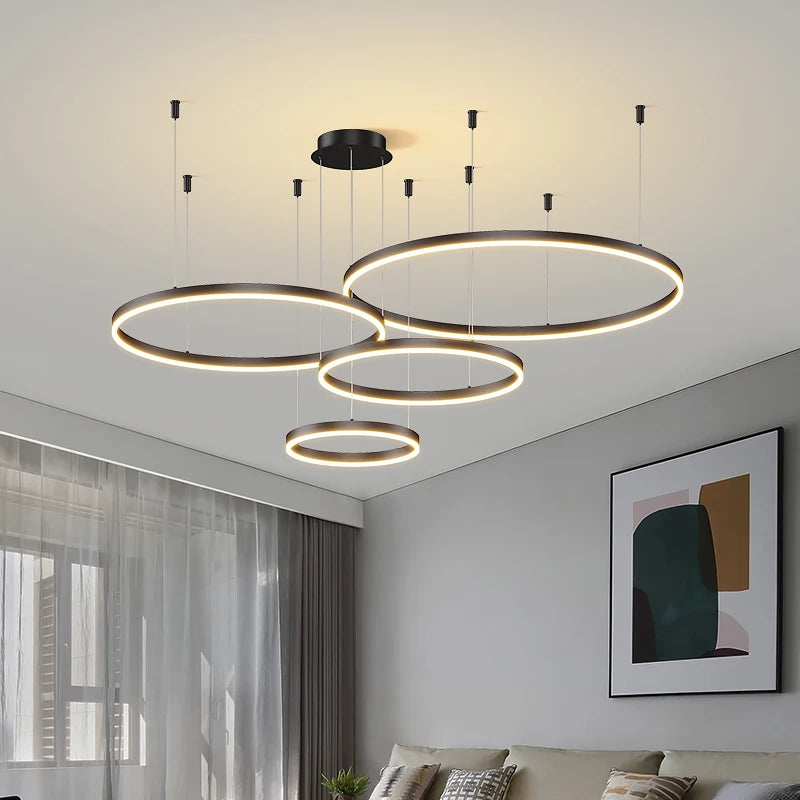 Suspension anneaux LED 5 cercles — Naralune