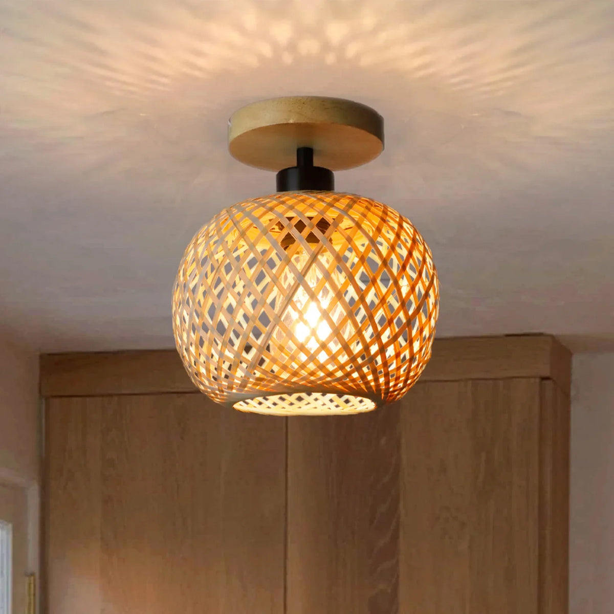 Plafonnier bambou tressé Ø 30 cm — Naralune