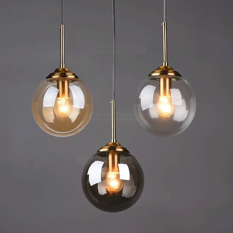 Suspension boule de verre fumé îlot — Naralune