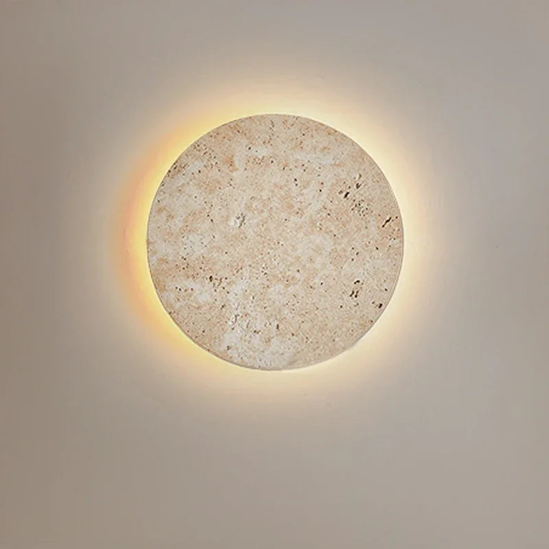 Applique murale pierre travertin Ø 30 cm — Naralune