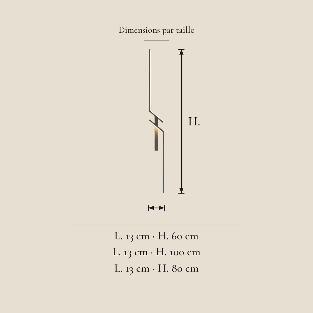 Applique murale LED croisillon 100 cm — dimensions en centimètres