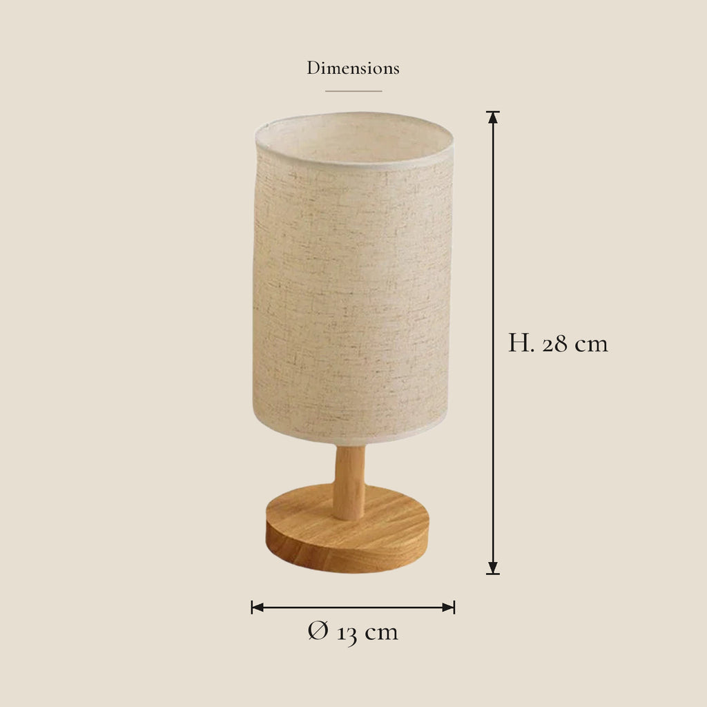 Lampe de chevet abat-jour en lin — dimensions en centimètres