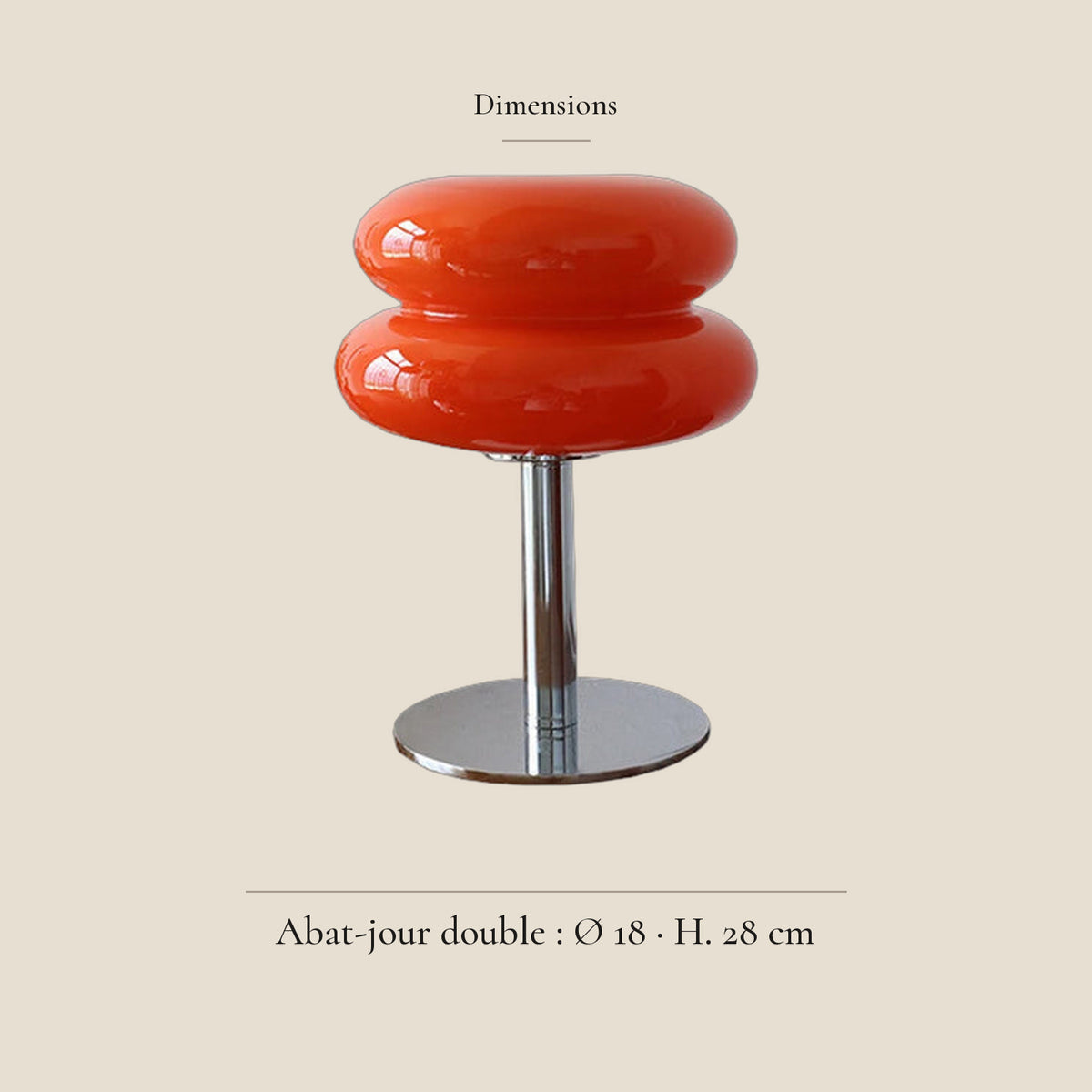 Lampe de chevet verre macaron — dimensions en centimètres