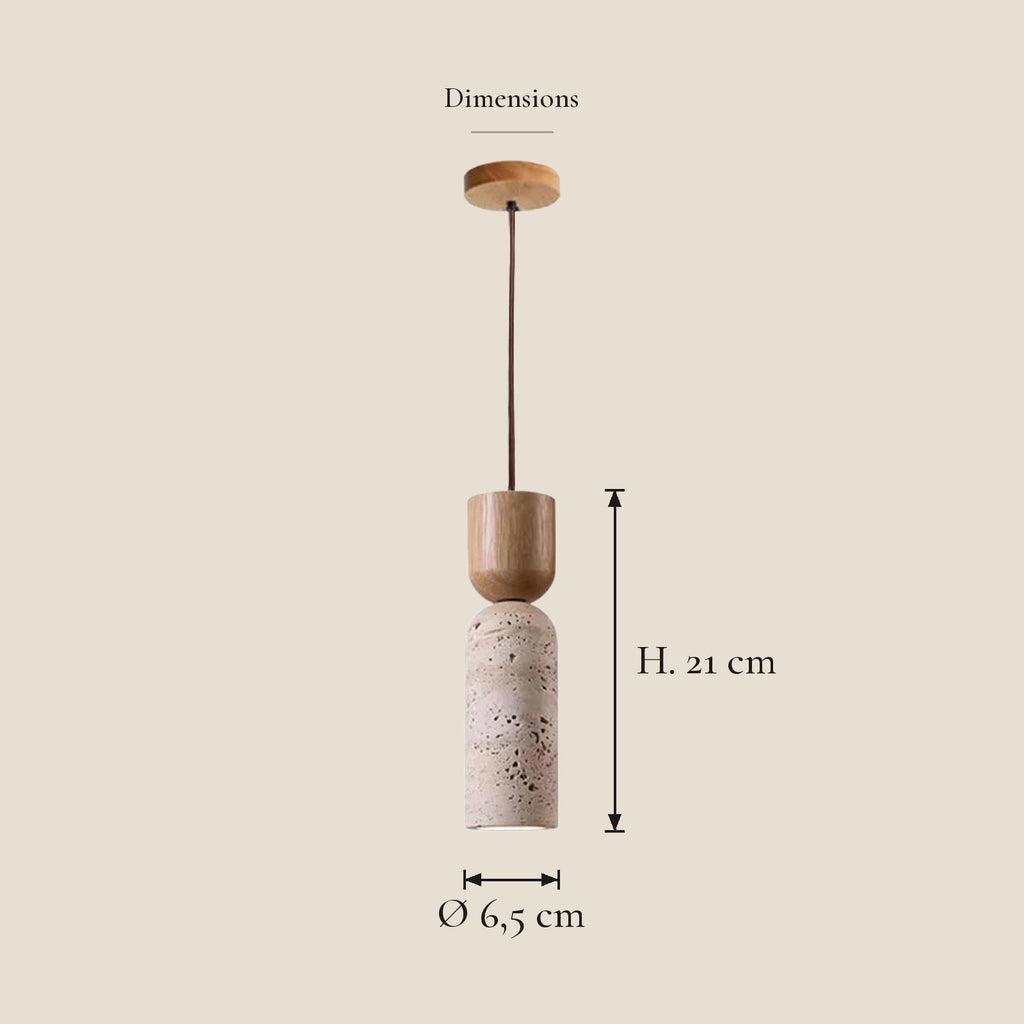 Suspension travertin chevet — dimensions en centimètres