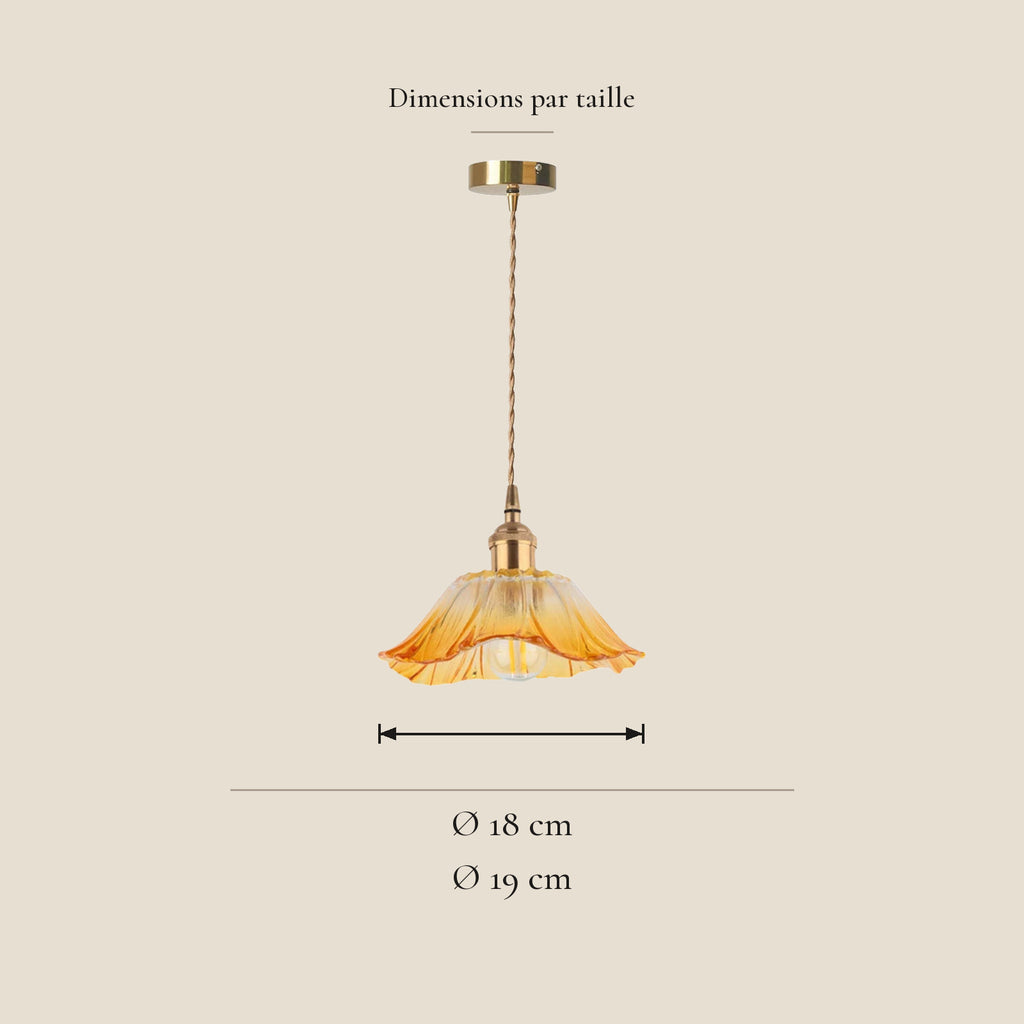Suspension verre clochette Ø 19 cm — dimensions en centimètres