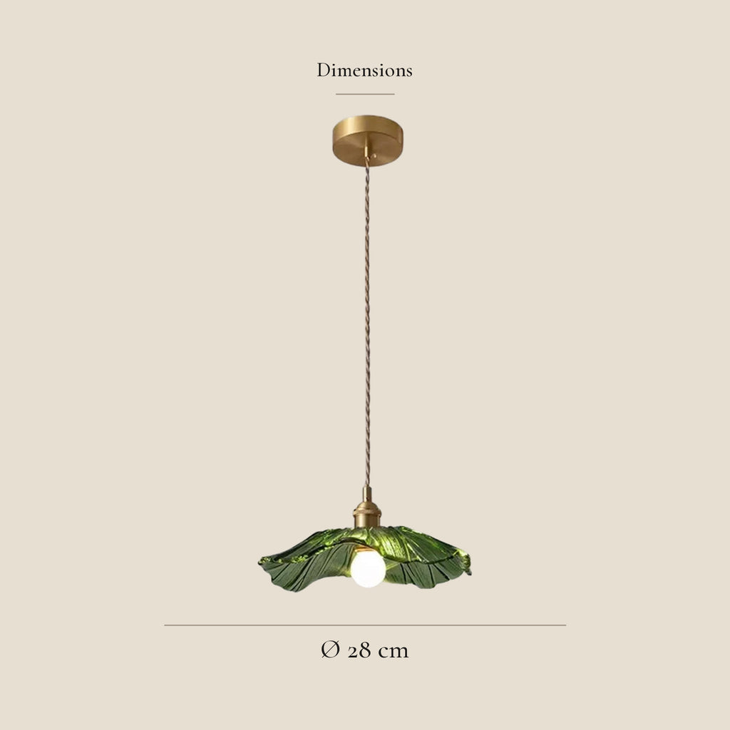 Suspension verre fleur Ø 28 cm — dimensions en centimètres